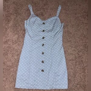 Japna Light Blue Polka Dot Mini Dress